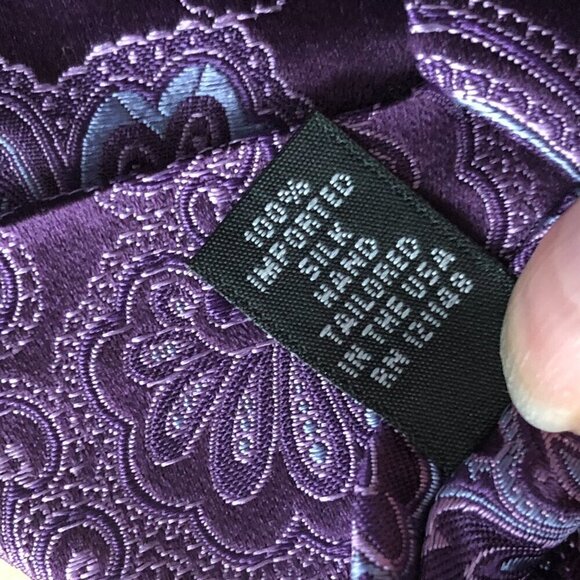 IKE BEHAR Mne's Silk Necktie Purple Pink & Blue Paisley Floral Tie NEW - Picture 8 of 9